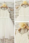 Robe de cortège enfant naturel ligne a en tulle jusqu'au sol encolure ronde