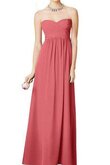 Robe demoiselle d'honneur fermeutre eclair ruché a-ligne col en forme de cœur avec chiffon
