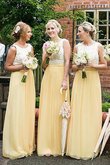 Normale Taille Ärmellos A-Linie Prinzessin Bodenlanges Brautjungfernkleid