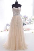 Robe de soirée naturel longue de princesse manche nulle en tulle