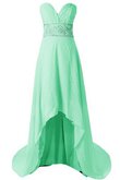 Robe demoiselle d'honneur naturel pailleté de col en cœur en chiffon avec zip