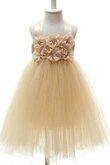 A-Line Nackenband plissiertes mini Blumenmädchenkleid mit Blume