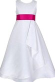Empire Taille A-Linie Satin bodenlanges Blumenmädchenkleid mit Schmetterlingsknoten
