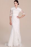Robe de mariée classique modeste gaine de traîne moyenne de col entaillé