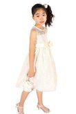 Robe de cortège enfant de tour de ceinture en haute avec zip elevé a-ligne avec nœud