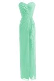 Robe demoiselle d'honneur en chiffon jusqu'au sol avec sans manches avec zip ruché