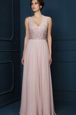 Abito da Ballo V-Scollo con Perline con paillette in Chiffon Lungo Semplice