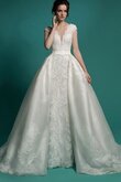 Duchesse-Linie Spitze tiefer V-Ausschnitt bodenlanges prächtiges Brautkleid mit V-Ausschnitt