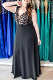 XXL Reißverschluss A Linie Ballkleid aus Chiffon mit V-Ausschnitt