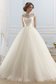 Abito da Sposa Allacciato con Manica Corte Ball Gown in pizzo Senza Maniche in Tulle