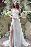 Abito da Sposa Cinghia in rilievo con Perline Spazzola Treno Senza Vita sensuale a Spiaggia