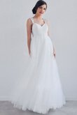 Abito da sposa con cristino cuore a terra speciale a-line in tulle