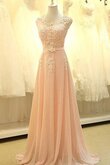 A-Linie Reißverschluss Chiffon Spitze Brautjungfernkleid mit Bordüre