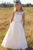 Robe de cortège enfant à la mode de princesse manche nulle a-ligne naturel