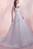 Robe de mariée naturel decoration en fleur ligne a de traîne courte en tulle