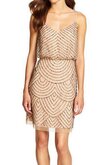 Chiffon a linie Perlenbesetztes mini Brautjungfernkleid mit Spaghettiträger