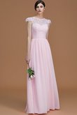A-Linie Normale Taille Reißverschluss Bodenlanges Brautjungfernkleid mit Bordüre