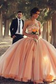 Abito da Ballo Naturale A Terra Senza Spalline con Perline Ball Gown