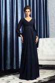 A Linie Lange Ärmeln Reißverschluss Brautmutterkleid aus Chiffon mit Empire Taille