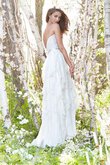 Robe de mariée en dentelle avec ruban manche nulle ceinture en étoffe de traîne courte
