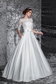 Plissiertes Satin prächtiges bodenlanges Brautkleid mit Bordüre mit Tasche