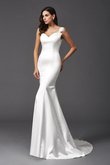 Clasico Vestido de Novia de Corte Sirena en Satén de Cola Barriba de Sin mangas