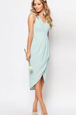 Abito da Damigella con Increspato con Criss-cross Tubino V-Scollo in Chiffon al ginocchio
