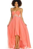 Gerüschtes A-Linie Chiffon schlichtes Ballkleid mit Perlen mit kreuz