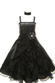 Robe de cortège enfant naturel avec fleurs manche nulle textile taffetas avec zip