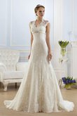 Robe de mariée classique trou de serrure a-ligne decoration en fleur v encolure