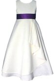 Robe de cortège enfant avec perle avec sans manches avec nœud à boucles a-ligne