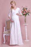 Robe de mariée en 3/4 manche avec zip coupé longue romantique