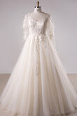 A-Line Attraktiv Anständiges Luxus Brautkleid mit Schaufel Ausschnitt