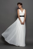 Robe de mariée vintage longue en chiffon de tour de ceinture en haute manche nulle