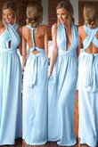 Abito da Damigella A Terra Senza Maniche in Chiffon Naturale A-Line