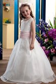 V-Ausschnitt A-Line Ärmelloses Blumenmädchenkleid mit Blume