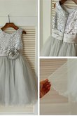 Reißverschluss Paillette Prinzessin A Linie Tüll Blumenmädchenkleid