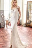 Robe de mariée sexy sobre boutonné de col entaillé avec manche épeules enveloppants