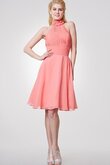 A-Line gerüschtes Nackenband einfaches knielanges Brautjungfernkleid aus Chiffon