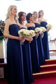 Reißverschluss A-Linie trägerlos natürliche Taile bodenlanges Brautjungfernkleid