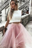 Abito homecoming in pizzo senza maniche due pezzi bello in tulle largo