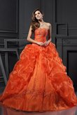 Perlenbesetztes Organza Formelles Quinceanera Kleid ohne Ärmeln mit Gericht Schleppe