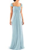 Robe demoiselle d'honneur long simple plissage ruché col élisabéthain