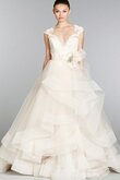 Abito da Sposa in Pizzo Senza Maniche con Cristino Ball Gown V-Scollo in pizzo