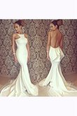 Robe de bal long de sirène décolleté dans le dos de traîne moyenne en chiffon