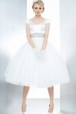 Kurze Ärmeln Perlenbesetztes a linie informelles Brautkleid mit gekappten Ärmeln aus Tüll