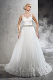 Abito da Sposa Elegante A-Line Cerniera Coda A Strascico Corto Vintage