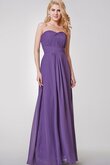 Gerüschtes Chiffon bodenlanges langes bescheidenes Brautjungfernkleid mit Rüschen