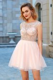 Robe de cocktail bref naturel de princesse a-ligne fermeutre eclair