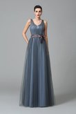 Vestido de Dama de Honor de Corte princesa de Largo de Imperio Cintura con Cintas